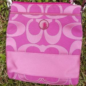 Pink Coach Logo Cross Body Bag